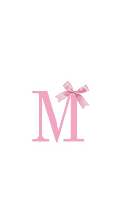 the letter m with a pink bow on it