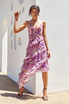 Gia Cowl Neck Frill Midi Dress | Adelyn Rae Dress Code Wedding, Cocktail Attire, Fall Coat, Spring 2024, Wedding Attire, Spring Collection, Shop Dresses, Dress Codes, No Frills