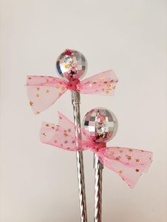 These cute Disco Ball Pens are the perfect addition to your stationary collection. They write nice and look so Glam!  ✨ Each pen comes with a tip cover.  ✨ These make super cute gifts. You can add them with ribbon to the outside of a present 🌟 . Please choose your color selection in drop box. One has a hot pink gem at the top and one has a Lt pink gem.  ✨ This listing is for one Dico Ball Glam pen Disco Ball Valentines, Disco Valentine, Personalized Disco Ball, Disco Ball Silver Hot Pink Party, Mini Disco Ball, Pens Cute, Stationary Collection, Disco Fever, Pink Gem