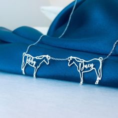 Multiple Horse Necklace, Custom Horse Necklace, Horse Necklace for Woman, Horse Memorial Necklace, Multiple Horse on one Chain, Equine Charm Welcome to my shop, All our produtcs handmade with love. Handmade silver necklace is a very nice and dainty gift that you can buy for your loved ones or yourself.  We are happy to create a design on the necklace with your name or special names for you.  ♡ Materials: High Quality 925 Sterling Silver, 18K Gold Plated Silver and 18K Rose Gold Plated Silver ♡ All necklaces will be carefully packaged and sent in a special gift box. I hope you can find your personalized necklace that suits you in our store. For other samples, please visit our store. ♡ HOW TO ORDER ♡ 1- Select a colour and Number of Horse 2- Choose necklace length ( Standard 16" and for kids Horse Memorial, Horse Necklace, Custom Horse, Silver Horse, Horse Jewelry, Memorial Necklace, Personalized Necklace, Gold Plated Silver, Necklace Length