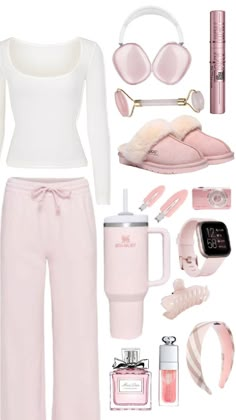 Pink sleepover outfit 💗🩰 #pink #sleepover #pajamas #outfitinspo #outfitideas #roominspo #pinkvanillagirl #vanillagirl #faceroller #uggs #missdior #dior #skyhigh #applewatch #barbie Sleepover Pajamas, Pink Sleepover, Sleepover Outfit, Outfit Pink, Trendy Outfits For Teens, Cute Lazy Outfits