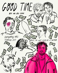 a drawing of a man with money coming out of his mouth and the words good time above him