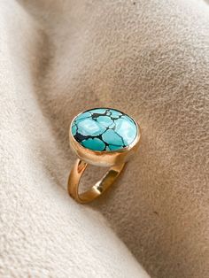 One of a kind, handmade Turquoise Ring. Turquoise Ring Aesthetic, Ring Aesthetic, Gold Aesthetic, Baby Photoshoot