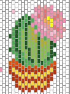 a pixellated image of a plant with different colors and shapes on it's surface