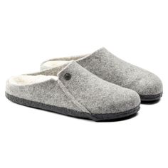 Zermatt Shearling Wool Felt Birkenstock Zermatt, Birkenstock Colors, Birkenstock Slippers, Wool Clogs, Birkenstock Style, Grey Slippers, Wool Work, Shearling Slippers, Clogs Style