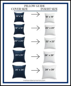 the pillow guide for every size is shown