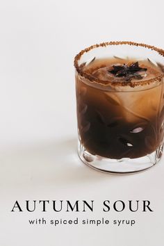 an autumn sour cocktail with spiced simple syrup