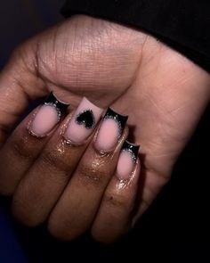 Y2k Nails Acrylic Short Black, Black Glitter Nails Short, Galactic Nails, Black Frenchies, Kid Nails, Black Nails Short, Black Prom Nails, Black Silver Nails, Black And Purple Nails