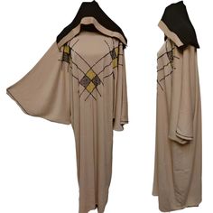 Latest Design Women Beige Abaya Farasha Jalabiya . Brand new. As a result, comes in original plastic wrap with Hijab included. Beautiful material with a premium feel. Exclusive new design Abaya.      Comes with a scarf   Fabric: zoom  Latest new design!  Suitable for easy iron.   Do not tumble dry.  Dry clean  Gentle Hand wash  Suitable for easy iron. Do not tumble try. Suitable for dry-cleaning.      Abayas are known by many names. However, they serve the same purpose: to cover. Other models are usually kaftans, cut from light, flowing fabrics like crepe, georgette, and chiffon. Other known styles are open or closed front. Styles differ from region. Some have embroidery, while others are brightly coloured and have different artwork.  If you require assistance with your purchase, please do Traditional Long Beige Thobe, Beige Long Thobe For Eid, Beige Abaya, New Design Abaya, Design Abaya, Plastic Wrap, Dress Picture, Dress Clothes For Women, News Design