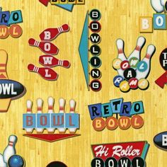 an image of retro bowling pins and signs