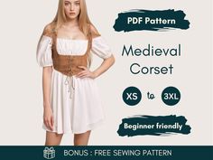 Underbust Corset Sewing Pattern PDF | XS - XXXL | Corset Belt Pattern | Bustier Sewing Pattern | Beginner Medieval Corset Sewing Pattern This is a digital PDF sewing pattern - not a physical product. Create your own elegant underbust corset with this easy-to-follow sewing pattern, perfect for beginners! This versatile corset belt pattern is inspired by medieval styles, offering a flattering and stylish silhouette that pairs beautifully with dresses, blouses, and more. ✂️ What's Included: ➜ Sizes: XS - XXXL (plus size-inclusive!) ➜ Print options: A4 & Letter (print at home) ➜ Illustrated sewing guide: Step-by-step instructions for confident sewing ➜ Instant download: Get your pattern right after purchase Looking for a quick, beginner-friendly project that can be completed in just a few hour Corset Belt Pattern, Bustier Sewing Pattern, Bustier Sewing, Underbust Corset Pattern, Medieval Corset, Corset Sewing, Sewing Guide, Belt Pattern, Corset Sewing Pattern