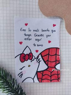 a card with a hello kitty on it