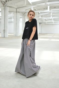 "Striped Maxi Skirt, High Waist Skirt, Plus Size Clothing ◈ Stylish and chic fashion is our shared dream! You can be sure that this piece is made with a lot of love and craftsmanship. ◈ S I Z I N G ◈ This item is available from XS to 4XL. Please, have a look at my Size Chart below before placing your order. ◈ D E L I V E R Y ◈ This item will be shipped in up to 5 days after your order was placed. We use Express worldwide shipping for all of our items. Shipping usually takes: ✈ 2-3 biz days to US Casual White Maxi Skirt, Casual White Wide Leg Maxi Skirt, Spring Casual Maxi Skirt, Relaxed Full-length Cotton Maxi Skirt, Chic Cotton Maxi Skirt, Casual Maxi Length Bottoms For Day Out, Trendy Full-length Maxi Skirt For Summer, Trendy Full Length Maxi Skirt For Summer, Trendy Flowy Maxi Skirt With Elastic Waistband