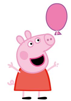 peppa pig holding a pink balloon in her hand