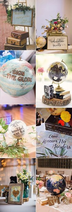 the collage shows different types of wedding decorations