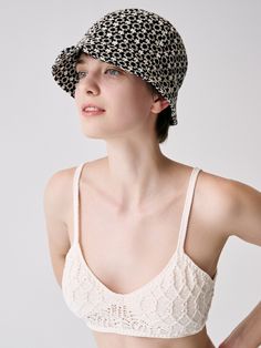 Editor's Notessieor presents unique and stylish hats that add a cute accent to your look. - Bucket hat style- Short flare visor- Contrasting floral pattern- Vintage button embellished- Vintage and trendy mood Measurements (in.)One Size- Depth: 7.28 in.- Circumference: 22.05 in. Composition & Care- Material: 100% Cotton- Avoid direct heat and moisture- Natural dry in the shade if wet- Do not bleach- Do not iron- Do not dry clean- Please refer to the care label Designer- by sieor Chic Bucket Straw Hat, Black Baseball Cap For Spring Vacation, Black Baseball Cap For Vacation In Spring, Chic Brimmed Cloche Hat, Trendy Spring Visor Bucket Hat, Chic Brimmed Mini Hats, Adjustable Chic Bucket Hat For Spring, Chic Adjustable Bucket Hat For Spring, Chic Adjustable Brimmed Bucket Hat