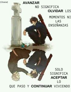 an image of two people kneeling down next to each other with the words avanzar no significa los mentos ni las ensennazas