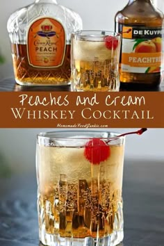 peaches and cream whiskey cocktail