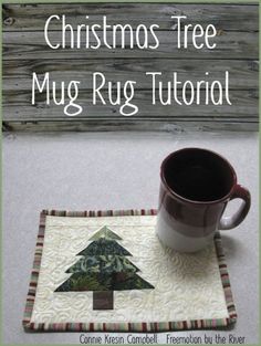 a mug rug with a christmas tree on it