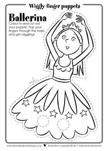 a paper doll with the words, wiggly finger puppets ballerina on it's head