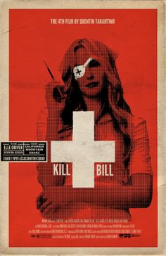 a movie poster for kill bill with a woman holding a knife in front of her face