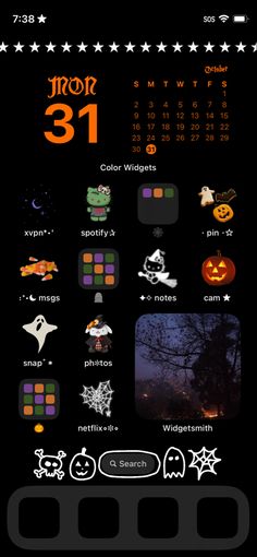 the halloween theme is displayed in this screenshote screen shot, and it appears to be an iphone or ipad