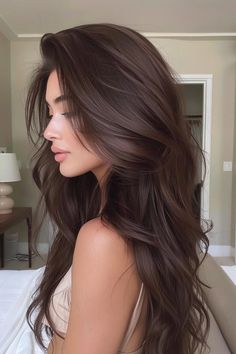 36 Stunning Espresso Brown Hair Color Hairstyles for Every Hair Length Deep Espresso Hair Color, Cool Chocolate Brown Hair, Latte Brunette, Espresso Brown Hair Color, Espresso Brown Hair, Brown Sugar Hair, Hair Color Hairstyles, Espresso Hair, Rich Brunette Hair