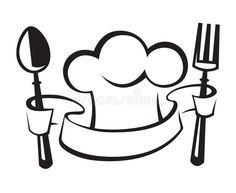 a chef hat with spoon, fork and knife royalty illustration