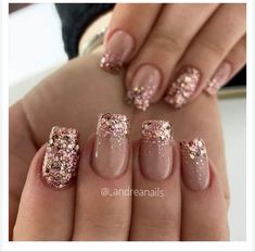 Gold Acrylic Nails, Light Elegance, Gold Glitter Nails, Valentine Nails, Smink Inspiration, Rose Gold Nails