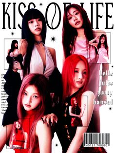 the cover of this magazine features four beautiful young women with red hair and black bras