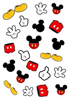 mickey mouse heads and other disney characters are arranged in the shape of a circle on a white background