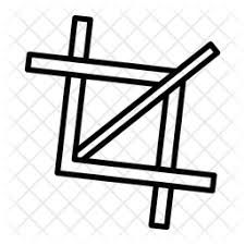 a black and white line drawing of a square with two diagonals on the side