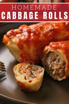 the homemade cabbage rolls are stuffed with meat and cheese