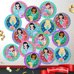 the disney princesses cupcake toppers are on display