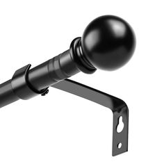 a black ball mounted to the side of a metal pole on a white background with clippings