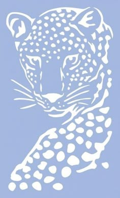 a drawing of a cheetah on a blue background