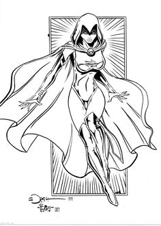 a black and white drawing of a superhero