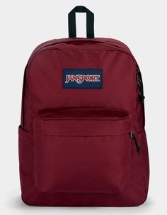 Jansport Superbreak Plus Backpack. The Superbreak Plus Is A Fresh Take On The Classic Superbreak Pack With An Internal Laptop Sleeve And Side Water Bottle Pocket, Making This Pack As Functional As It Is Far Out. Product Features:•front Utility Pocket With Organizer•fully Padded Back Panel•one Large Main Compartment•side Water Bottle Pocket•straight-Cut, Padded Shoulder Straps•web Haul Handle•made In Part With Recycled Materials•internal Padded Sleeve Fits 15" Laptop Content & Dimensions:•dimensi Red Jansport Backpack, Cute Jansport Backpacks, Jansport Superbreak Plus, Lululemon Backpack, Jansport Superbreak Backpack, School Bag Essentials, Red Backpack, Backpack Style, Backpack Material