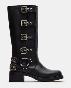 ROCKY Black Leather Knee-High Moto Boots | Women's Boots