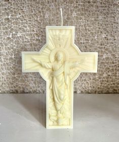 Dimensions: Height 14cm Width 10cm Depth 3.5cm Weight 175g Jesus Ascension, Cross Candle, Cross Candles, Church Candles, Master Key, Religious Art, Fragrance Candle, Home Fragrances, Pillar Candles