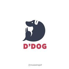 the logo for d'dog, which is designed in red and blue with an image of