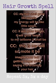 a poster with the words hair growth spell on it