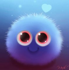 a very cute looking blue creature with big eyes