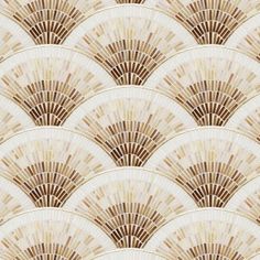 an art deco fan pattern in brown and beige colors on a white wallpaper background