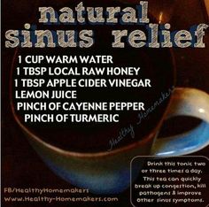 Natural Sinus Relief Remedy. This is the best way to relieve a sinus headache. Sinus Relief Remedies, Natural Sinus Relief, Sinus Remedies, Sinus Relief, Sinus Headache, Sinus Pressure, Allergy Remedies, Sinus Congestion