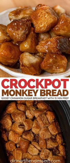 the crockpot monkey bread is ready to be eaten