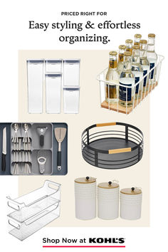 an advertisement for kohl's is shown with kitchen items and utensils