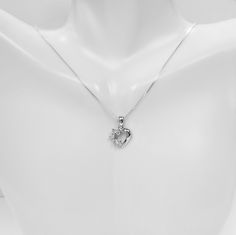 "925 Sterling Silver Heart Pendant & necklace Dainty CZ Heart simple, neat Heart pendent necklace made of : 925 Genuine Sterling Silver (Not silver plated, Nor silver coated) Size : Heart 12mm x 11.2 mm (0.47 inch x 0.44 inch) Necklace : 0.9 mm, 015G, Box Chain 925 Sterling silver, made in Italy Length : available, 14\" (children or choker size), 16\", 18\", 20\"" Anniversary Sterling Silver Heart Cut Charm Necklaces, Silver Heart-shaped Charm Necklace In Fine Jewelry Style, Silver Heart Charm Necklace In Fine Jewelry Style, Anniversary Heart Cut Sterling Silver Charm Necklace, White Gold Heart Cut Necklace Gift For Her, White Gold Heart Cut Necklace As Gift For Her, White Gold Heart Cut Necklace For Her, Heart Simple, Heart Pendent