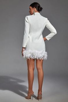 Graduation Dress Ideas, Silver Sequin Top, Glitter Wedding Dress, Blazer Mini Dress, Bandage Midi Dress, White Feather, Floral Shirt Dress, Feather Dress, White Feathers