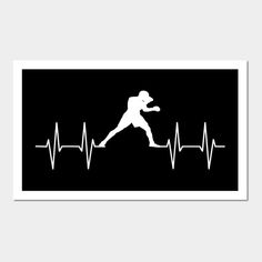 a black and white image of a baseball player running with heartbeats on the wall